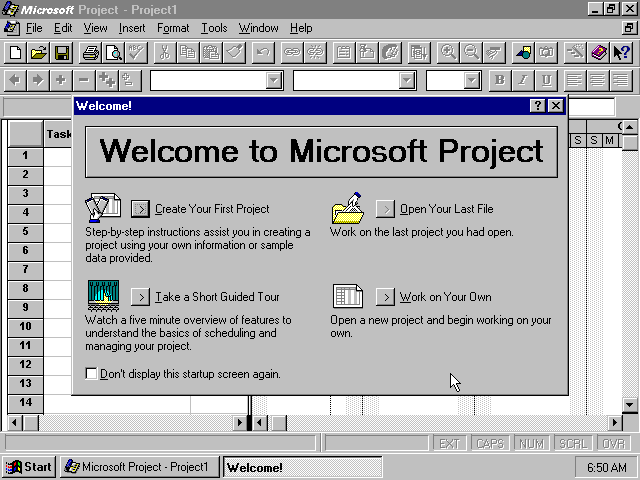 Microsoft Project 4.1 - Welcome